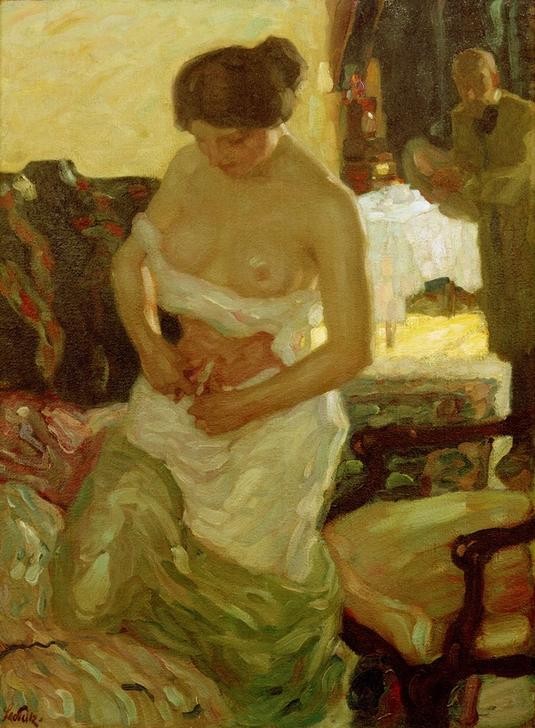 Leo Putz, Atelierszene  (Mensch und Gesellschaft,  Wunschgröße, Impressionismus, Klassische Moderne, Wohnzimmer,)