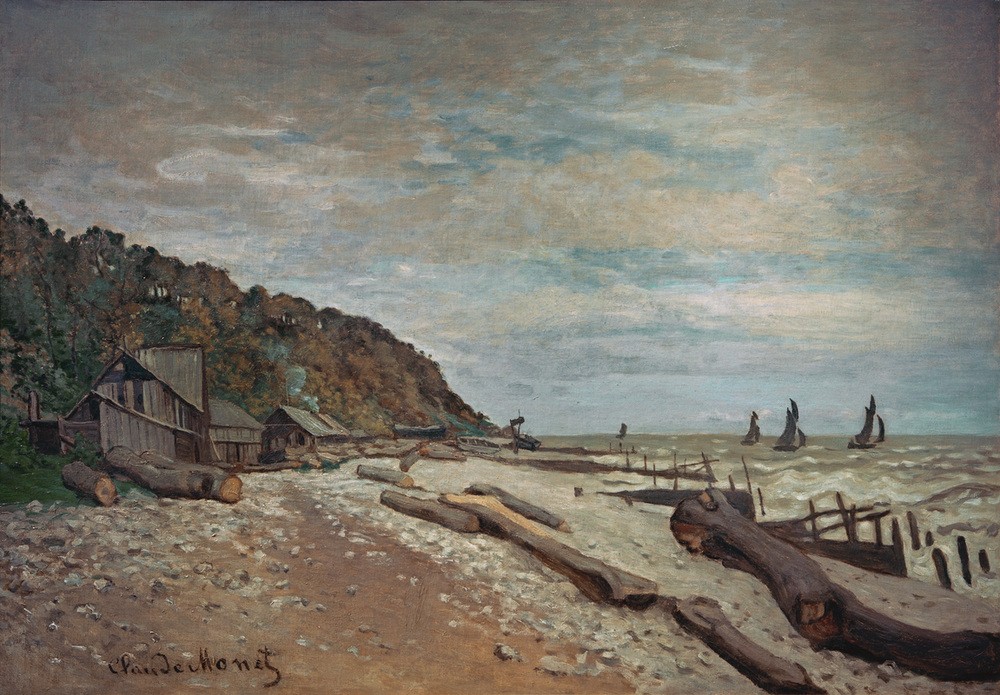 Claude Monet, Le Chantier de petits navires, près de Honfleur (Küste,Kunst,Landschaft,Schiffsbau,Werft,Meer,Impressionismus,Französische Kunst,Schifffahrt)
