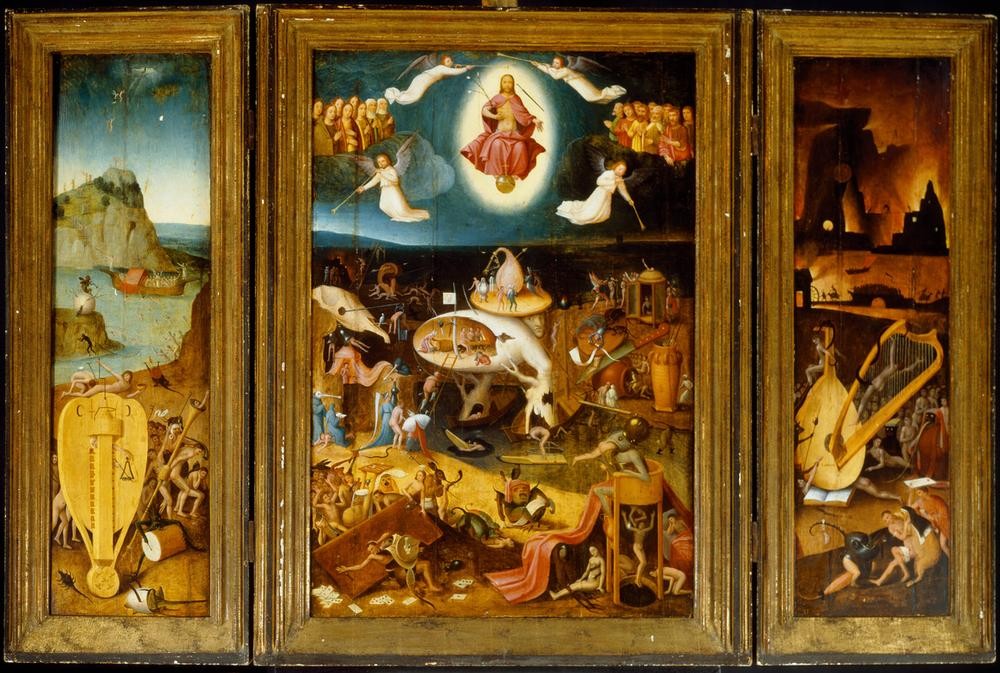 Hieronymus Bosch, Das Jüngste Gericht (Christentum,Kunst,Religion,Teufel Und Hölle,Triptychon,Neues Testament,Bibel,Teufel,Jüngstes Gericht,Hölle,Kopie,Phantastische Kunst,Apokalypse,Niederländische Kunst,Jenseitsvorstellungen,Unterwelt,Flügelaltar)