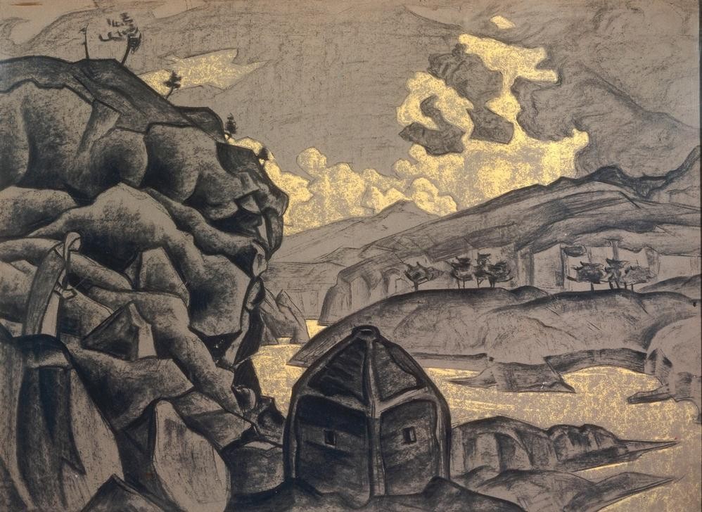 Nicholas Roerich, Bühnenbildentwurf Peer Gynt, 1867 (Bühnenbild,Kunst,Landschaft,Literatur,Theater,Russische Kunst,Schauspiel,Person)