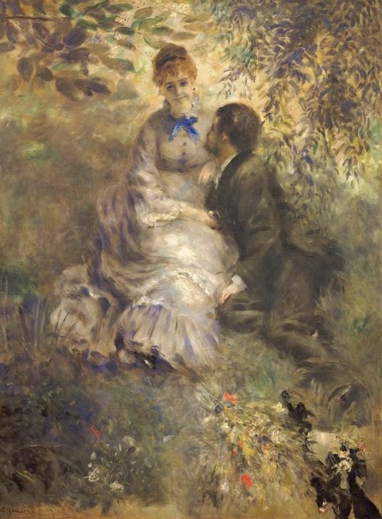 Pierre-Auguste Renoir, The Lovers (Ausflug,Liebe,Freizeit,Urlaub,Impressionismus,Baum,Paar,Gefühl (Stimmung),Erregung)