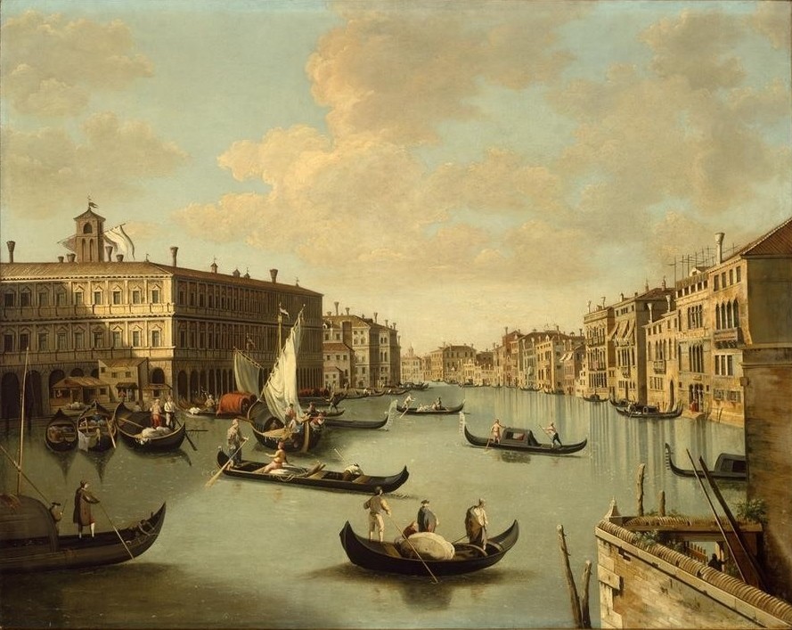 Giovanni Antonio Canaletto, Ansicht des Canal Grande (Städte, Venedig, Vedute, Architektur, Gondeln, Canal Grande, Palazzi, Wunschgröße, Wohnzimmer, Klassiker, Barock)