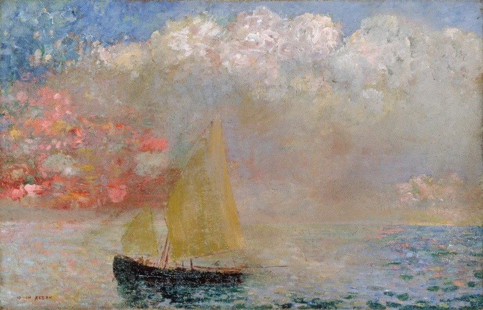 Odilon Redon, Le voilier (Kunst,Schiffstypen,Segelboot,Symbolismus,Marinemalerei,Französische Kunst,Schifffahrt)
