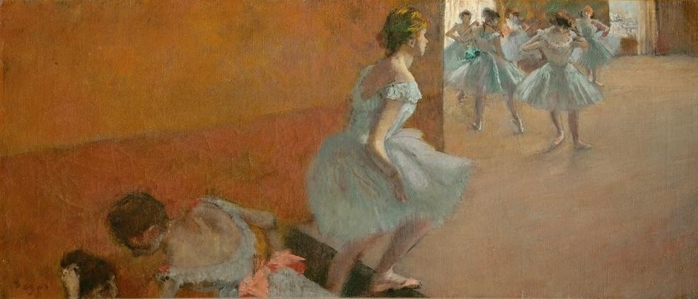 Edgar Degas, Dancers mounting a staircase (Ballett,Tänzer,Tanz,Impressionismus,Kleidung (Allgemein))