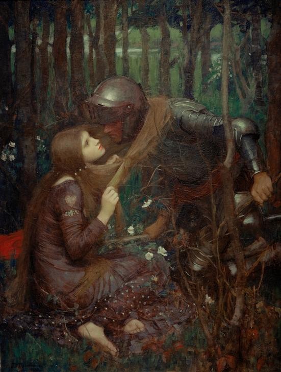 John William Waterhouse, La Belle Dame sans Merci (Erotik,Literatur,Ritter,Femme Fatale,Verführung,Präraffaeliten,Englische Kunst,Gedicht,Kindfrau,Person)