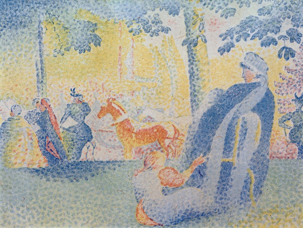 Paul Signac, Au Champs-Elysées (Garten Und Park,Menschen Im Park,Freizeit,Spaziergang,Impressionismus,Pointillismus,Französische Kunst)