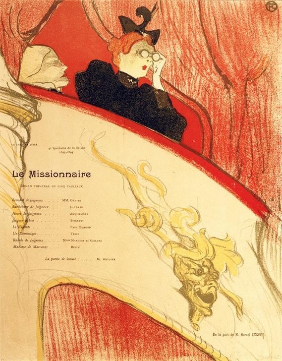 Henri de Toulouse-Lautrec, La loge au mascron doré (Gesellschaftliches Leben,Jugendstil,Literatur,Optik,Freizeit,Theater,Programm,Loge (Architektur),Opernglas,Französische Kunst,Publikum,Theaterloge,Zuschauer)