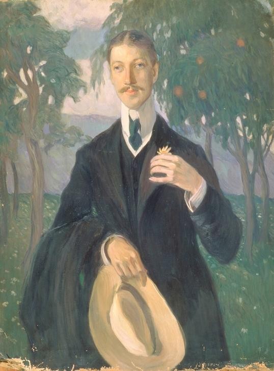 Olga Della-Vos-Kardowskaja, Unbekannt (DICHTER, KUNST, LITERATUR, MANN, SCHNURRBART, FRAUENKUNST, PORTRAIT, STROHHUT, SCHIELEN, RUSSISCHE KUNST, ELEGANZ, DEKADENZ, HALBFIGUR, PERSON)