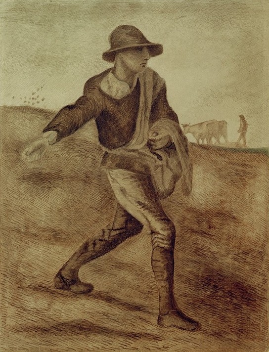 Vincent van Gogh, Sämann (Ackerbau,Bauer (Landwirt),Frühling,Acker,Niederländische Kunst,Sämann,Landleben,Landbevölkerung,Säen,Feldarbeit,Landwirtschaft)