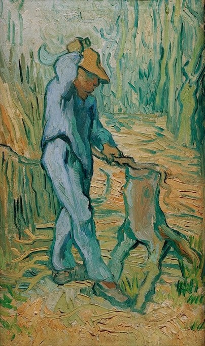 Vincent van Gogh, Holzhacker (Arbeit,Forstwirtschaft,Mann,Holz,Impressionismus,Niederländische Kunst,Holzhacken)