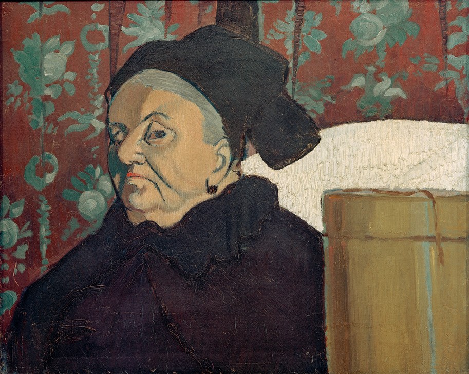 Emile Bernard, Portrait der Großmutter Bernards (Witwentracht, Tracht, Haube, Portrait, Schule von Pont-Aven,  Malerei, Cloisonismus, Klassische Moderne,  Wohnzimmer, Wunschgröße, bunt)