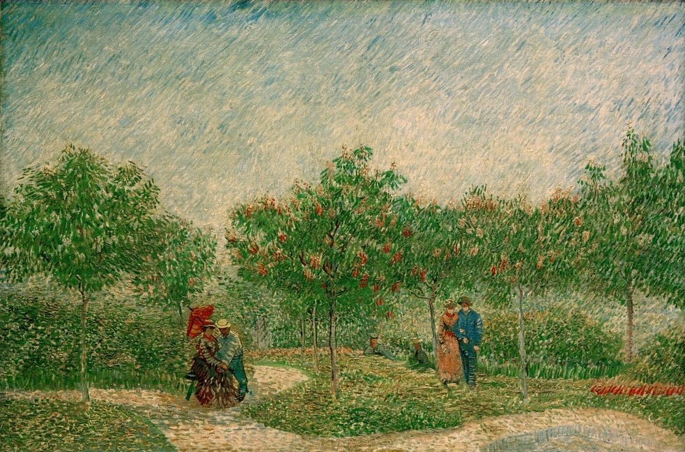 Vincent van Gogh, Liebespaare im Park (Garten Und Park,Liebe,Liebe Und Ehe,Liebespaar,Menschen Im Park,Park,Impressionismus,Niederländische Kunst)