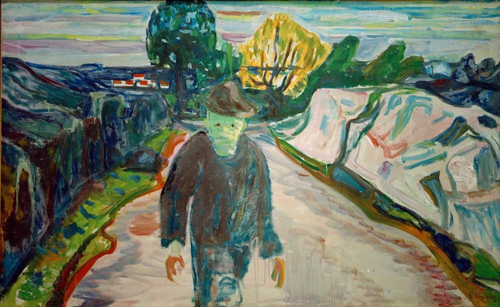 Edvard Munch, Der Mörder (Recht,Strasse (Allgemein),Mörder,Expressionismus,Mord,Verbrecher,Norwegische Kunst,Fussgänger,Verbrechen)