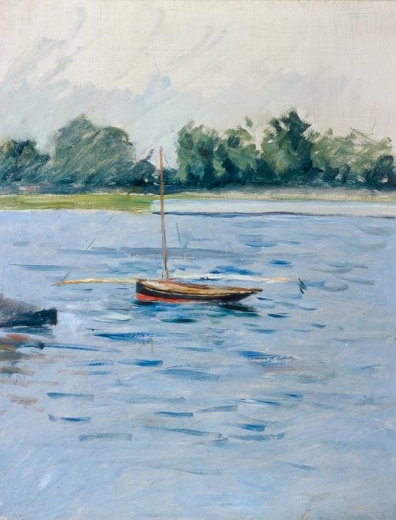 Gustave Caillebotte, Bateau au mouillage sur la Seine (Boot,Kunst,Landschaft,Impressionismus,Fluss,Französische Kunst,Binnenschiffahrt,Flusschiffahrt,Vor Anker,Schifffahrt)