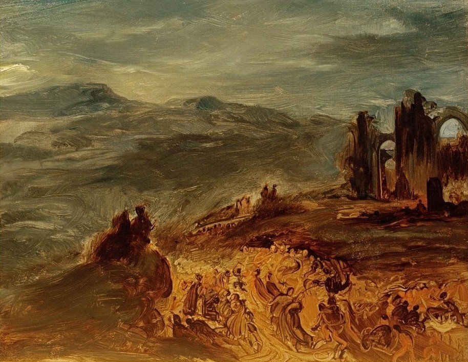 Eugene Delacroix, Hexensabbath (Hexe,Hexensabbath,Kunst,Landschaft,Magie,Esoterik,Aberglaube,Phantastische Kunst,Französische Kunst)