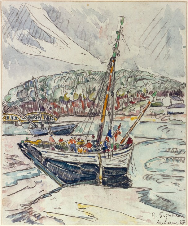 Paul Signac, Audierne (Fischerei,Kunst,Schiffstypen,Fischerboot,Segelboot,Pointillismus,Marinemalerei,Französische Kunst,Schifffahrt)