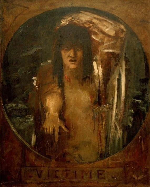 Gustave Moreau, Das Opfer (Frau,Kunst,Religion,Symbolismus,Menschenopfer,Neues Testament,Gestik,Französische Kunst,Halbakt,Zeigen,Opfer (Religion))