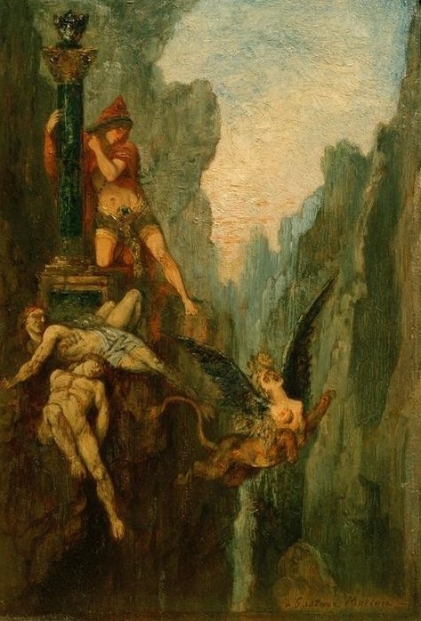 Gustave Moreau, Die enträtselte Sphinx (Kunst,Mythologie,Sphinx,Symbolismus,Französische Kunst,Griechisch-Römische Mythologie)