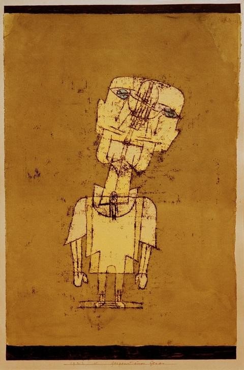 Paul Klee, Gespenst eines Genies (Bauhaus,Deutsche Kunst,Gespenst,Kunst,Magie,Esoterik,Aberglaube,Mann,Portrait,Schweizerische Kunst,Intellektueller,Intelligenz,Ganzfigurig,Genie)