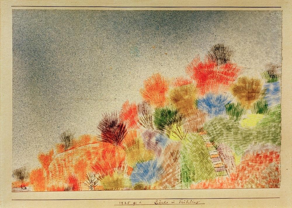 Paul Klee, Büsche im Frühling (Bauhaus,Deutsche Kunst,Jahreszeiten,Kunst,Landschaft,Frühling,Schweizerische Kunst,Strauch)