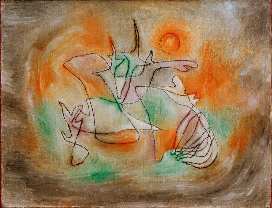 Paul Klee, Heulender Hund (Bauhaus,Deutsche Kunst,Kunst,Mond,Zoologie,Hund,Schweizerische Kunst,Tierleben,Tier,Jaulen)
