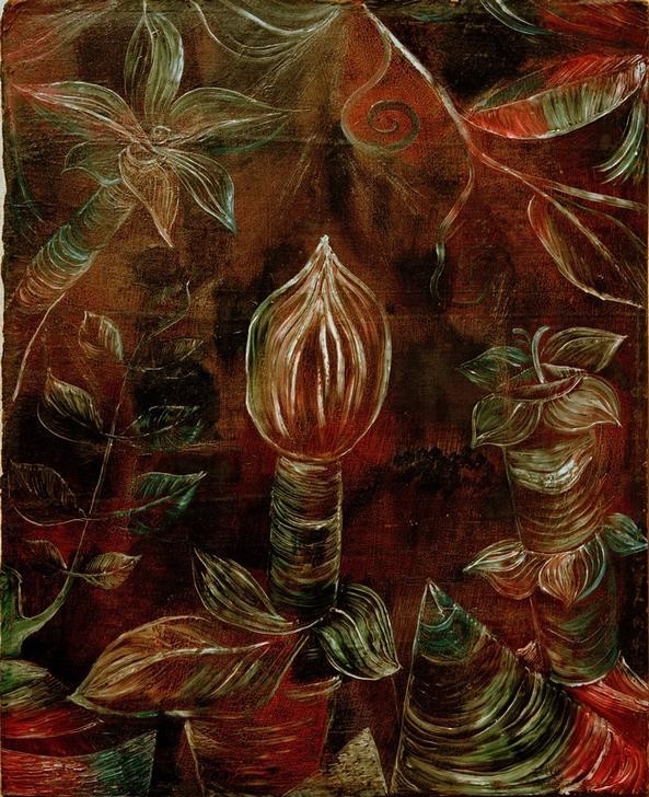 Paul Klee, Decoratives Pflanzenbild ‘Die Knospe' (Bauhaus,Botanik,Deutsche Kunst,Kunst,Schweizerische Kunst,Knospe,Blume,Monochromie)