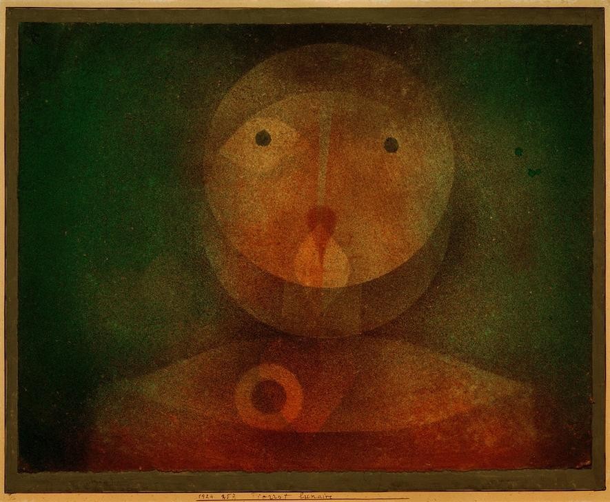 Paul Klee, Pierrot Lunaire (Bauhaus,Commedia Dell'arte,Deutsche Kunst,Kunst,Mann,Musik,Psychologie,Theater,Nachtwandeln,Portrait,Pierrot,Mondsüchtigkeit,Schweizerische Kunst)