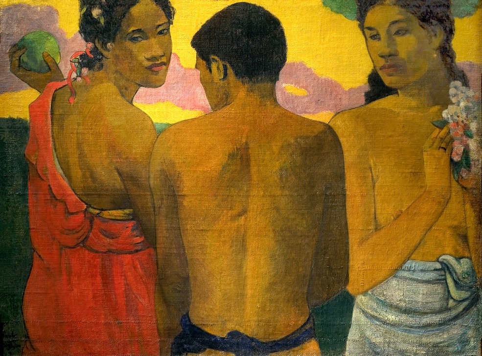 Paul Gauguin, Drei Tahitianer (Unterhaltung) (Frau,Gruppenbild,Kunst,Mann,Völkerkunde,Französische Kunst,Bevölkerung,Halbfigur,Land Und Leute,Unterhaltung (Gespräch))