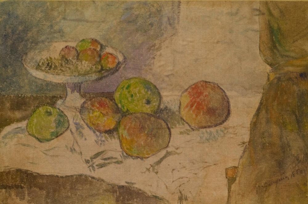 Paul Gauguin, Stillleben mit Obstschale (Apfel,Kunst,Obst,Impressionismus,Nahrungsmittel,Stillleben,Schale (Gefäss),Französische Kunst,Obstschale)
