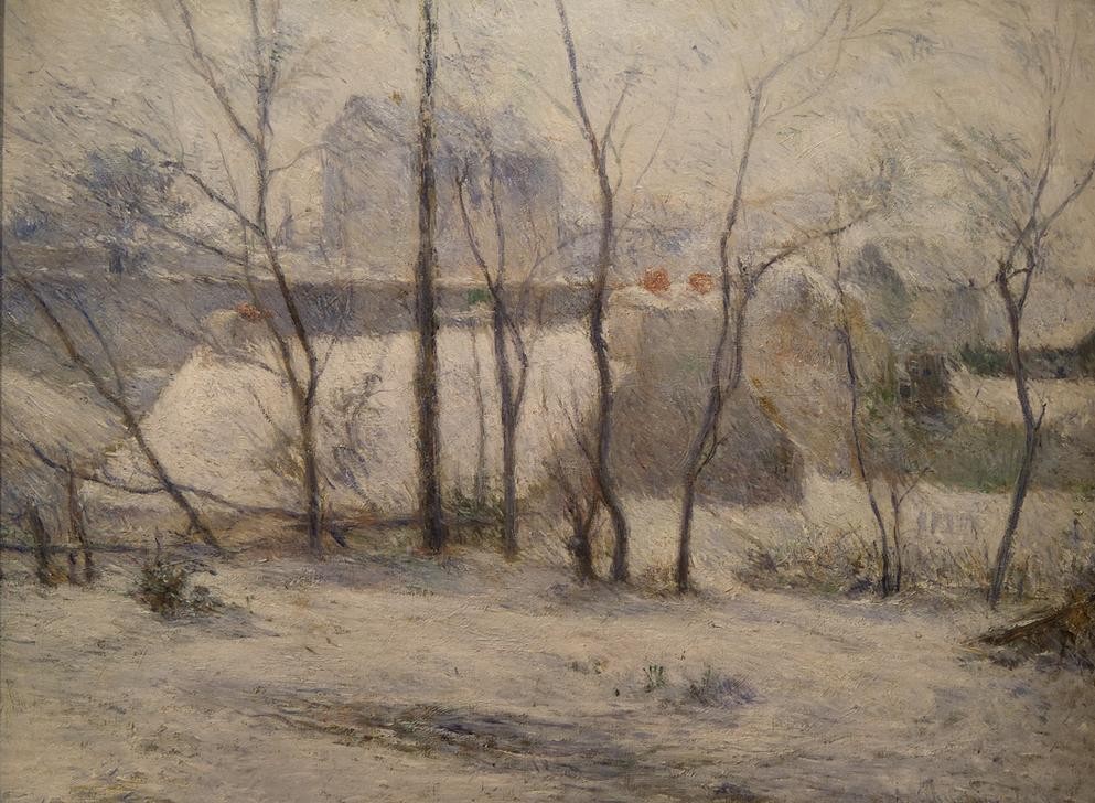 Paul Gauguin, Garten im Schnee (Dorf,Jahreszeiten,Kunst,Landschaft,Winter,Impressionismus,Schnee,Hausgarten,Französische Kunst,Ansicht,Vorort,Garten)