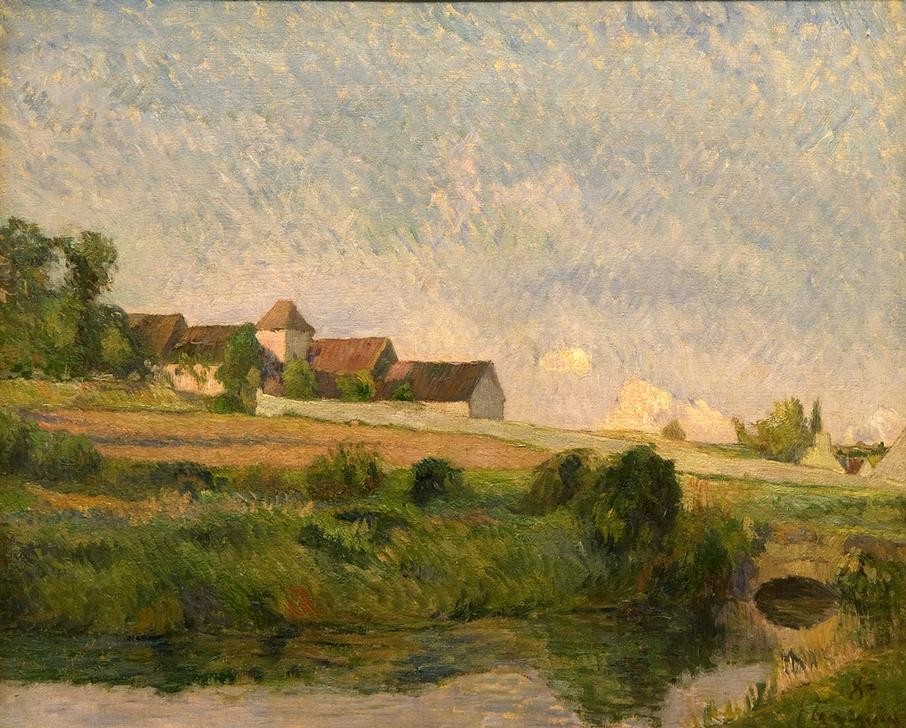 Paul Gauguin, Das Gehöft La Groue, Osny (Bauernhof,Dorf,Kunst,Landschaft,Französische Kunst,Bach)