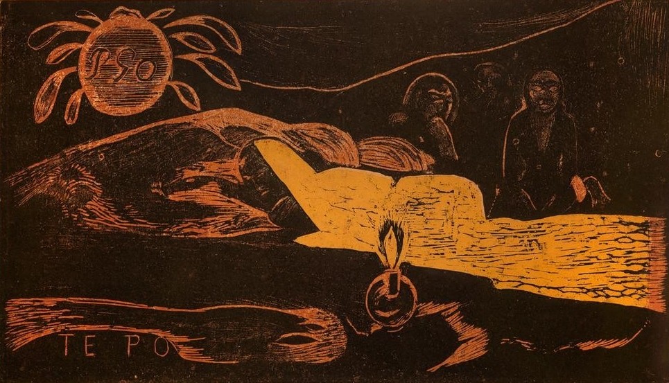 Paul Gauguin, Te Po (Die große Nacht) (Frau,Kunst,Völkerkunde,Nacht,Kerze (Licht),Französische Kunst,Monogramm,Schlafen (Schlaf))