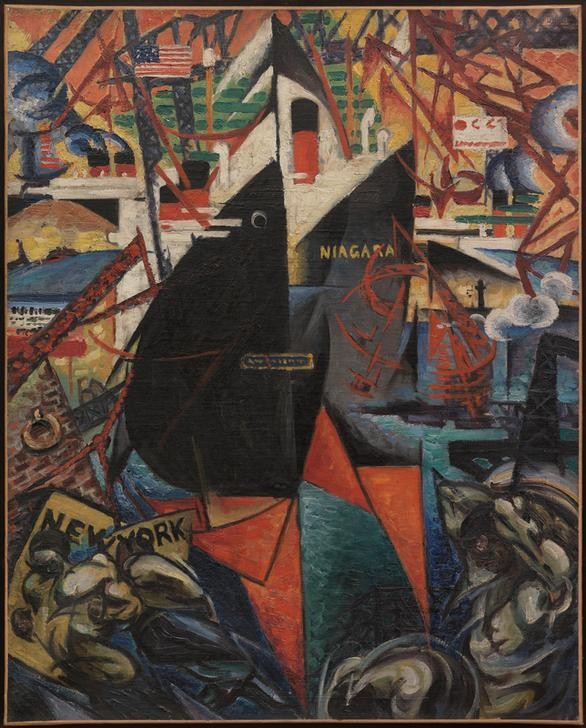 Felix Delmarle, Der Hafen (Hafen, Schiffe, Kräne, Dampfer, Amerika, Kubo-Futurismus, Klassische Moderne, Wunschgröße, Wohnzimmer)