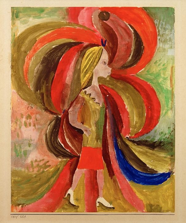 Paul Klee, ""Was ein Mädchen unwissend mit sich bringt"""" (Deutsche Kunst,Frau,Kunst,Mädchen,Mensch,Portrait,Der Blaue Reiter,Schweizerische Kunst,Profil,Junge Frau,Ganzfigurig,Pumps)