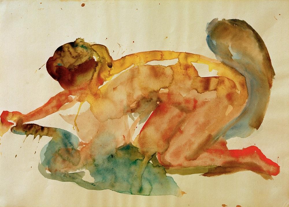 Edvard Munch, Kniender Akt (Frau,Akt,Expressionismus,Norwegische Kunst,Knien)