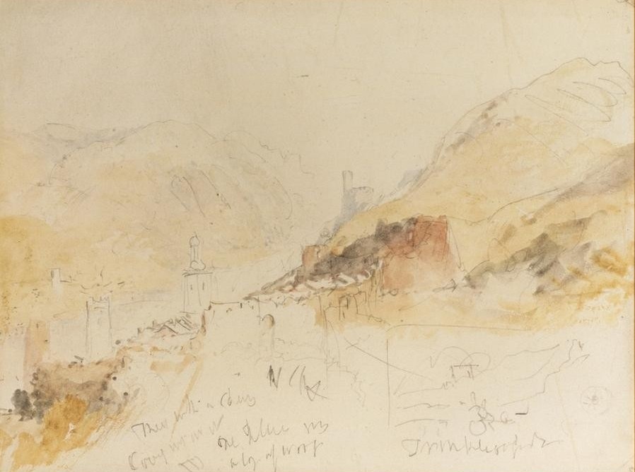 JOSEPH MALLORD WILLIAM TURNER, Rudesheim on the Rhine (Kunst,Landschaft,Vedute,Englische Kunst,Romantik,Rheinromantik)