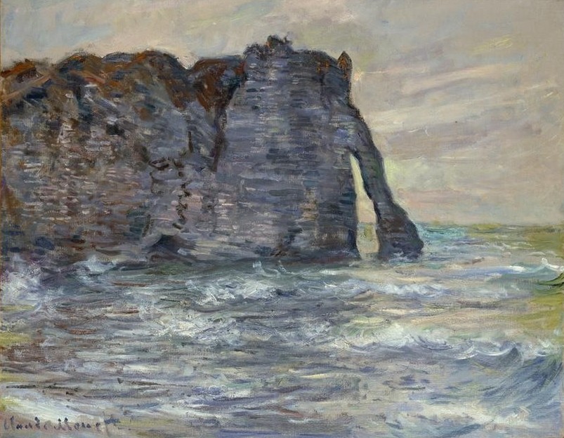 Claude Monet, Étretat, Falaise et Porte d’Aval (Küste,Landschaft,Meer,Impressionismus,Felsen,Französische Kunst,Steilküste,Felsentor)