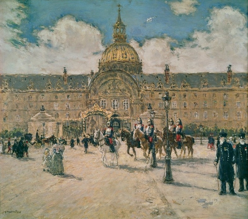 Jean-Francois Raffaelli, Hotel des Invalides, Paris (Gebäude, Architektur, Invalidendom, Paris, Platz, historisch, Militär, Reiter, Impressionismus, klassische Moderne, Wohnzimmer, Wunschgröße,)
