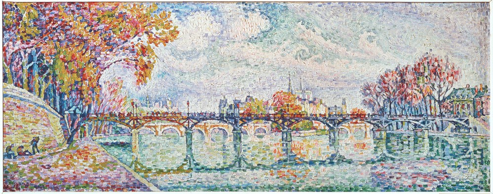 Paul Signac, Le Pont des Arts, Paris, 1928 (Brücke,Pointillismus,Stadtansicht)