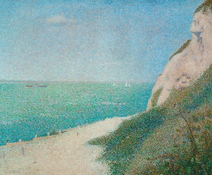 Georges Seurat, Honfleur, the Cliff (Schiff,Strand,Meer,Segelboot,Pointillismus)