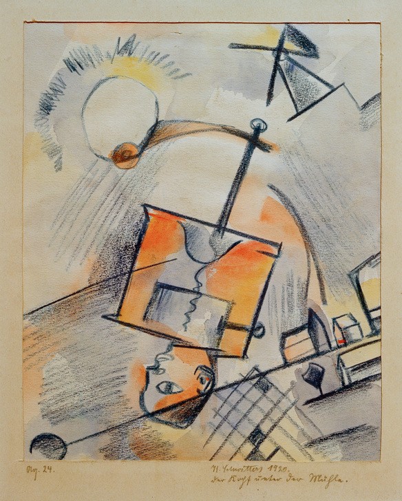 Kurt Schwitters, Ohne Titel (Der Kopf unter der Mühle) (Dadaismus,Deutsche Kunst,Kunst)