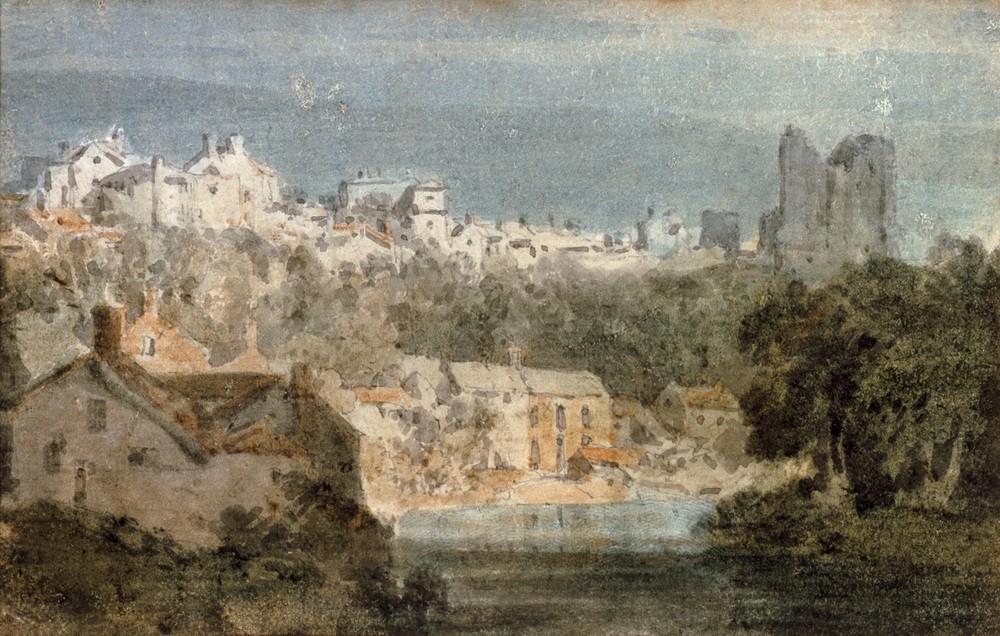 JOSEPH MALLORD WILLIAM TURNER, Knaresborough Castle, Yorkshire (Kunst,Ruine,Stadt,Fluss,Vedute,Stadtansicht,Architekturdarstellung,Englische Kunst,Romantik)