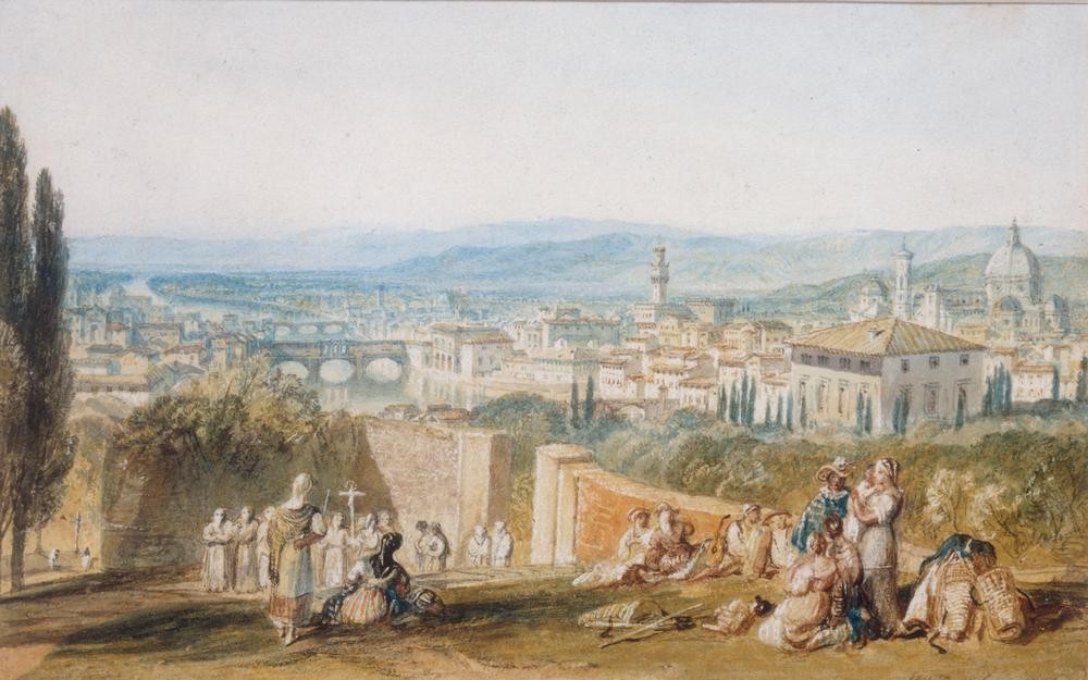 JOSEPH MALLORD WILLIAM TURNER, Florence, from the Chiesa al Monte (Kunst,Prozession,Rast,Volkskunde,Pilger,Vedute,Stadtansicht,Englische Kunst,Romantik)