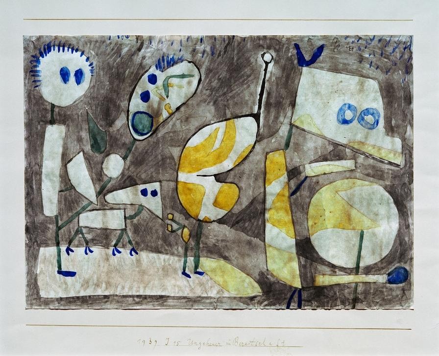 Paul Klee, Ungeheuer in Bereitschaft (Deutsche Kunst,Gespenst,Kunst,Mythologie,Fabelwesen,Dämon,Ungeheuer,Schweizerische Kunst,Abstraktion)