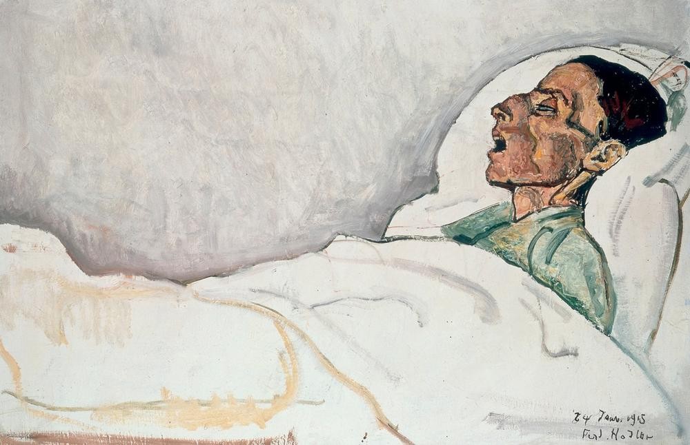 Ferdinand Hodler, Die Sterbende (Frau,Jugendstil,Kranke,Krankheit,Medizin,Mensch,Tod,Portrait,Agonie,Sterben,Todeskampf,Abzehrung,Krebs (Krankheit),Krankenlager)