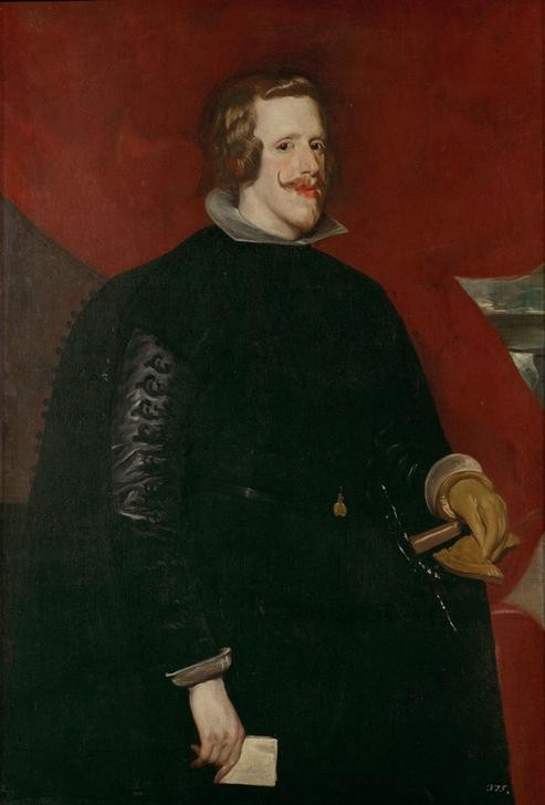 Diego Rodriguez de Silva y Velasquez, Philipp IV. von Spanien (Brief,Geschichte,Handschuh,König,Kunst,Mann,Barock,Schnurrbart,Portrait,Habsburger,Spanische Kunst,Monarchie,Blick Aus Dem Bild,Kniestück,Person)