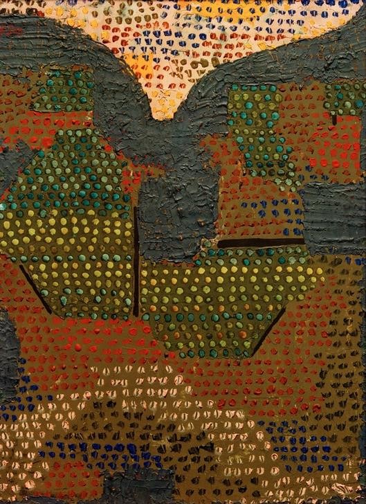 Paul Klee, Abend im Tal (Bauhaus,Deutsche Kunst,Kunst,Landschaft,Tageszeiten,Abend,Abstrakte Kunst,Tal,Schweizerische Kunst,Abstraktion,Gepunktet)