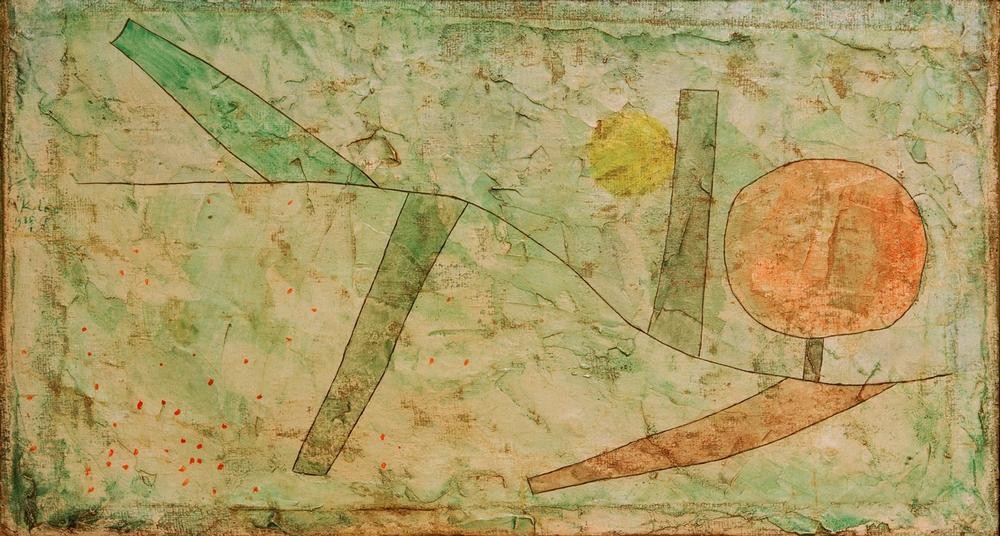 Paul Klee, Landschaft am Anfang (Deutsche Kunst,Kunst,Landschaft,Sonne,Baum,Abstrakte Kunst,Schweizerische Kunst,Abstraktion)