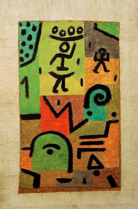 Paul Klee, Citronen-Ernte (Arbeit,Deutsche Kunst,Ernte,Früchte,Kunst,Mensch,Obst,Transport,Abstrakte Kunst,Schweizerische Kunst,Tragen,Zitrone,Kopflast,Abstraktion,Zitrusfrucht,Strichmännchen,Obsternte,Auf Dem Kopf Tragen,Farbigkeit,Landwirtschaft,Farbe)