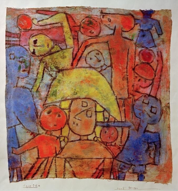 Paul Klee, Bunte Gruppe (Deutsche Kunst,Kunst,Mensch,Abstrakte Kunst,Menschenmenge,Schweizerische Kunst,Abstraktion,Farbigkeit,Farbe)